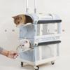 High Aesthetic Pet Trolley Breathable 2-Layers Cat Baskets Travel Transport Case with Comfortable Design Convenient for Travel