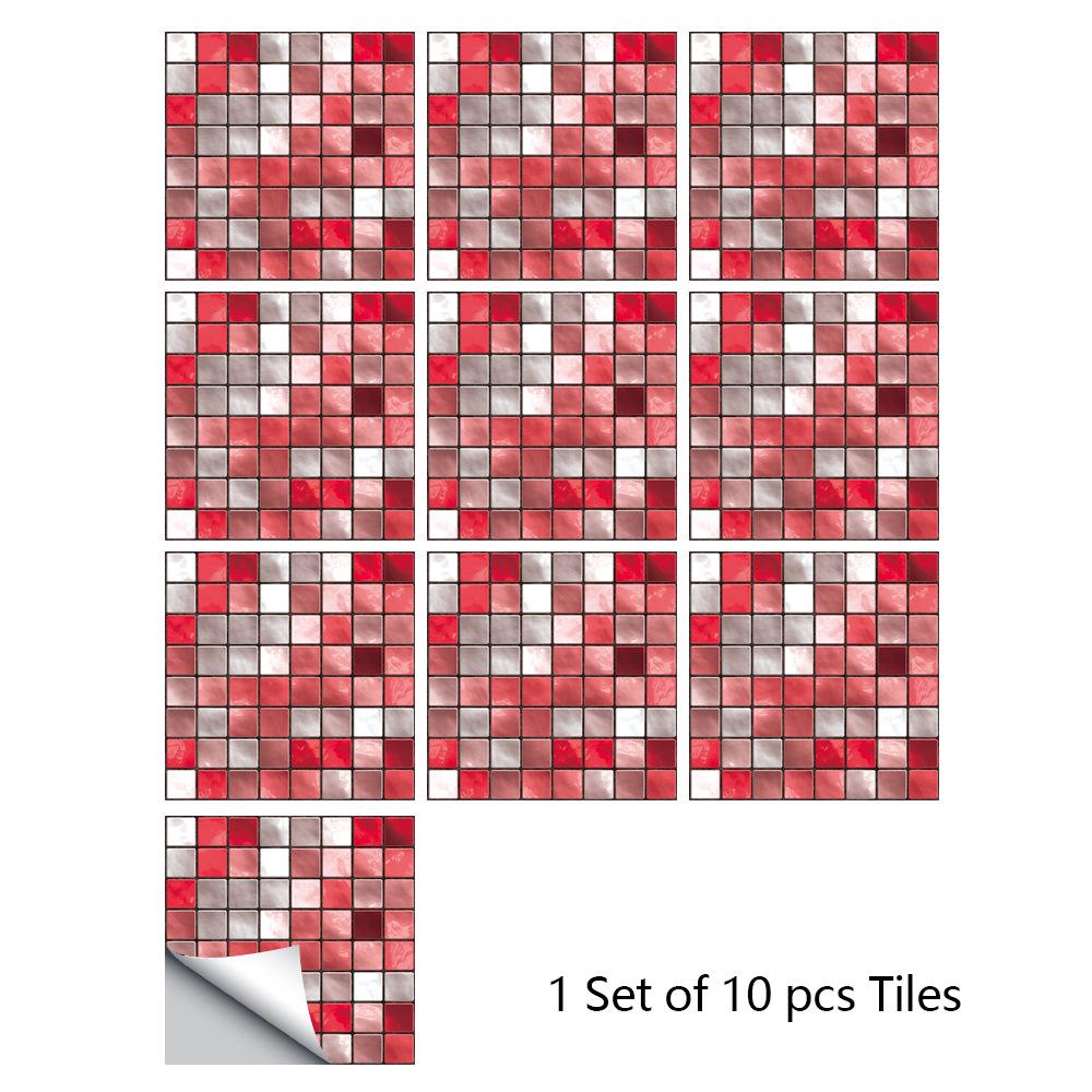 10Pcs 10 X10cm DIY  Mosaic Marble Wall Stickers Imitation Brick Bedroom Decoration Waterproof Self Adhesive Tile Wallpaper Kitchen Cupboard Decor