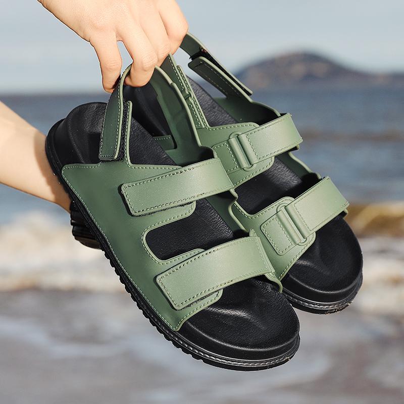 

Мужские сандалии, шлепанцы для мужчин, для отдыха на пляже, повседневные черные, хаки, серые туфли на плоской подошве, большие летние туфли с открытым носком для мальчиков 39-45 EU:45 зелёный
