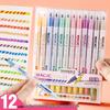 Shan Zhi Double-Headed Color-Changing Fluorescent Highlighter Pen - 12 Colors for Students