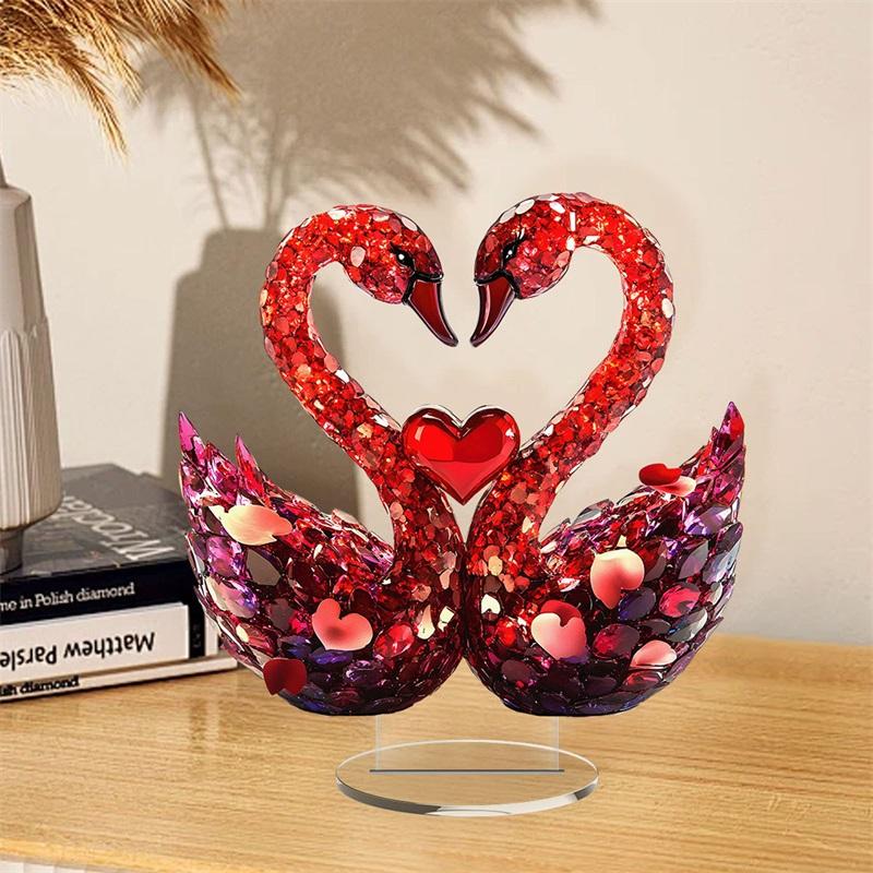 Elegant Acrylic Sign 3D Love Birds Figurine Romantic Statue Contemporary Art Decor for Living Room Shelf Display