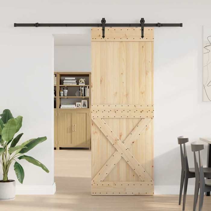 VidaXL Sliding Door and Hardware Kit 85x210 Cm Solid Pine 3332792