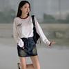 New ArrivalS Open Run Women S caSual Color Block looSe FiT CoTTon Long Sleeve T