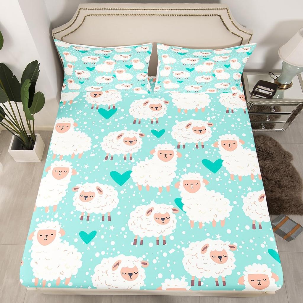 Sheep Duvet Cover Set For Kids Teens Comforter Covers Lightweight Down Room Decor Queen Size 2 Pillowcase 1 Duvet Cover No Quilt