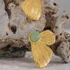 Eetit Green Natural Stone Stainless Steel Butterfly Wing Stud Earrings Fashion Trendy Statement Charm Golden Jewelry for Women