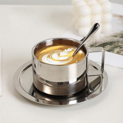 Double Walled Stainless Steel Coffee Cup 200ml Capacity Latte Cappuccino Cup Modern Tea Cup Cafe