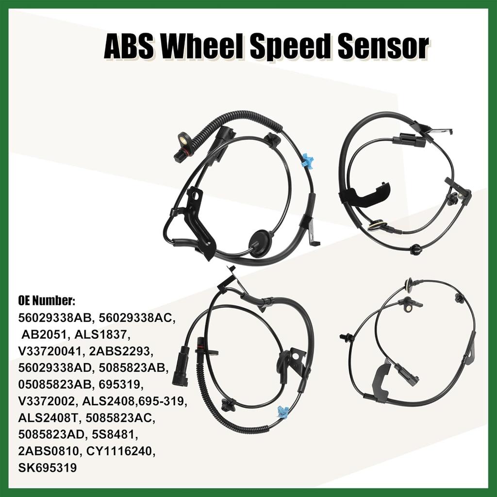 Motoforti 4pcs 56029338AB 56029338AC ABS Wheel Speed Sensor Front Rear for Chrysler 200 2011-2014 for Chrysler Sebring 2007-2010 for Dodge Avenger