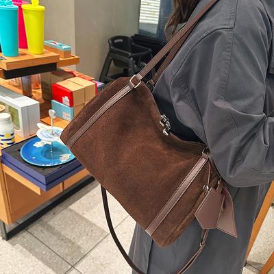 2025 Autumn Winter New Matte Leather European American Fashion Retro Large Capacity Underarm Crossbody Boston Bag Trendy Women
