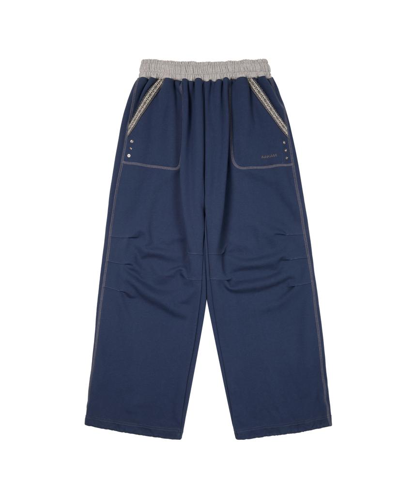 AAKAM Knee Pin-Tuck Ethnic Sweatpants (Navy)