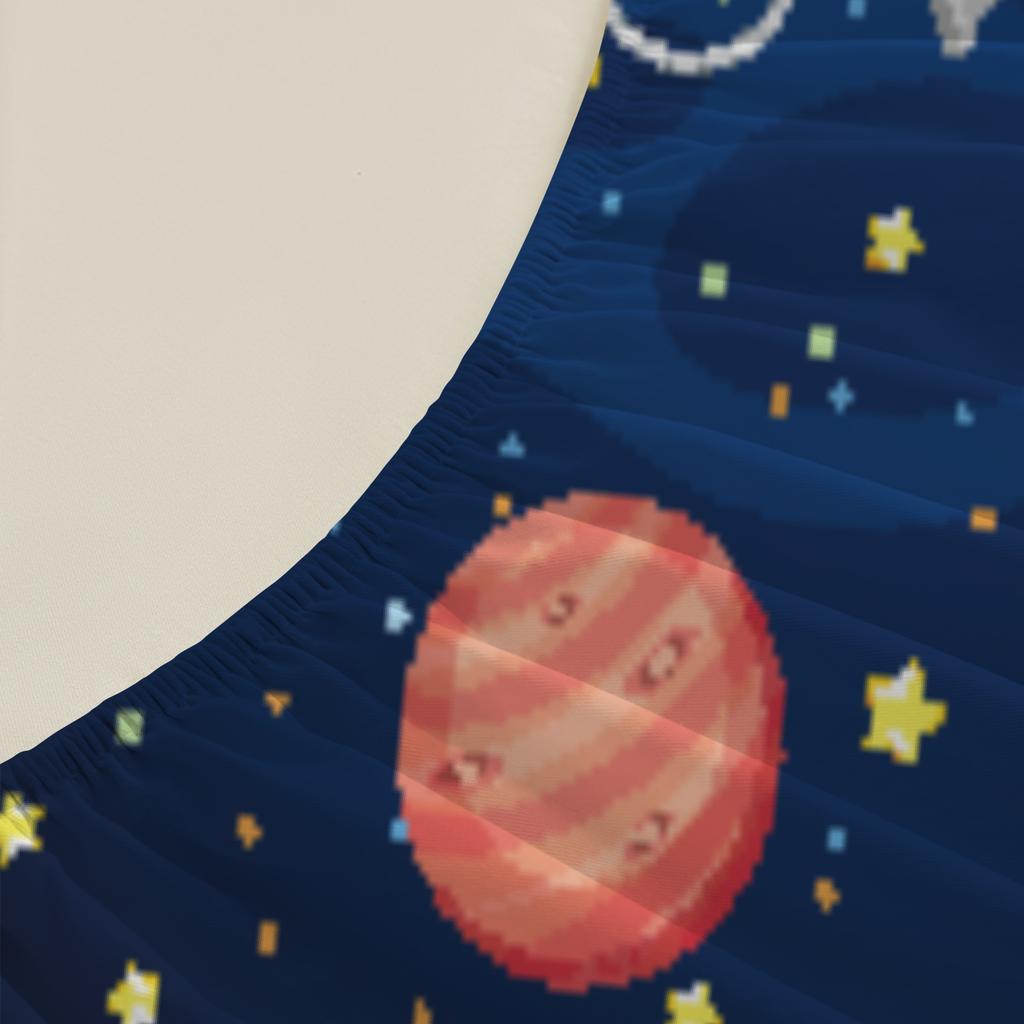 3pcs Playful Fitted Sheet For Kids Children Set Space Rockets Astronauts Planets Stars Printed Bed Sheet With 2 Pillowcases