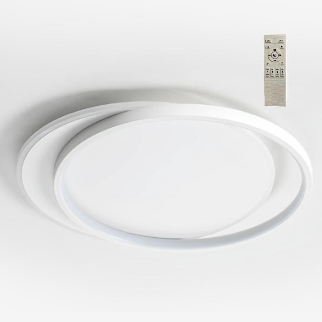 Flush Mount Ceiling Light Fixture with Remote Control Stepless Dimming Modern Ceiling Lamp for Bedroom Kitchen 110V Stacked Circular