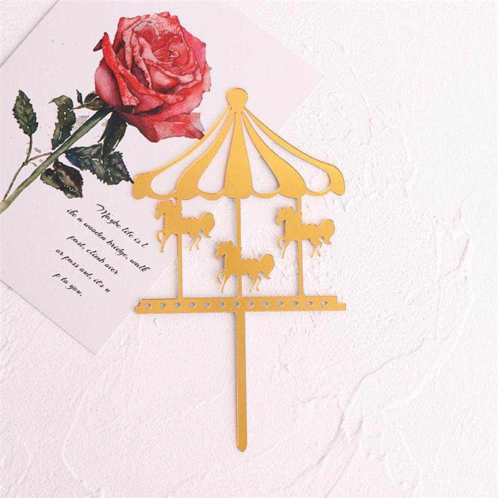 Acrylic Card Insertion Cartoon Cake Decoration Carousel Cake Toppers Dessert Table Decoration