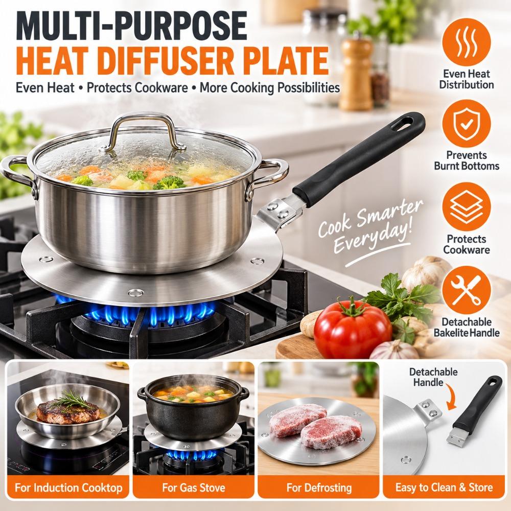 Stainless Steel Heat Conduction Plate Anti-Burn Pot Bottom Protector Plate  Kitchen Cooking