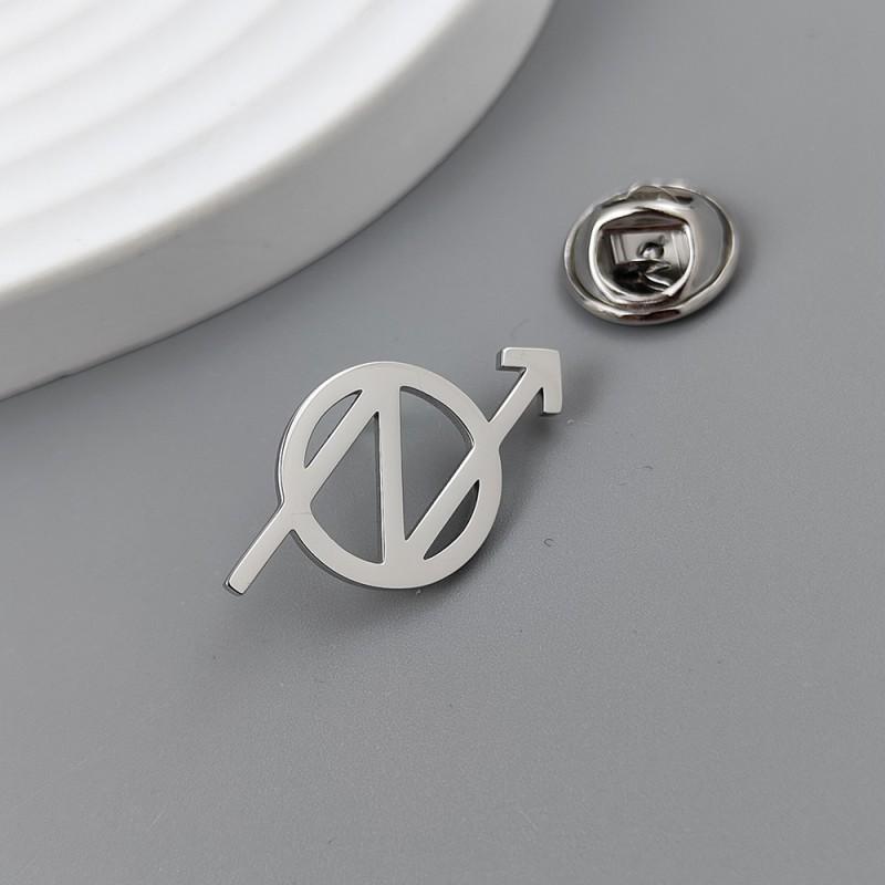 New Letter Circle Arrow Brooch Cufflinks Simple Versatile Personalized Creative Light Luxury Niche Clothing Accessories 14k