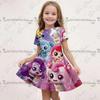 25-26 MINISO Zomer Cartoon Catch Teenieping 3DPrint Jurk Mode Kinderen Korte Mouw Prinsessenjurk Meisjes Feest Kinderkleding