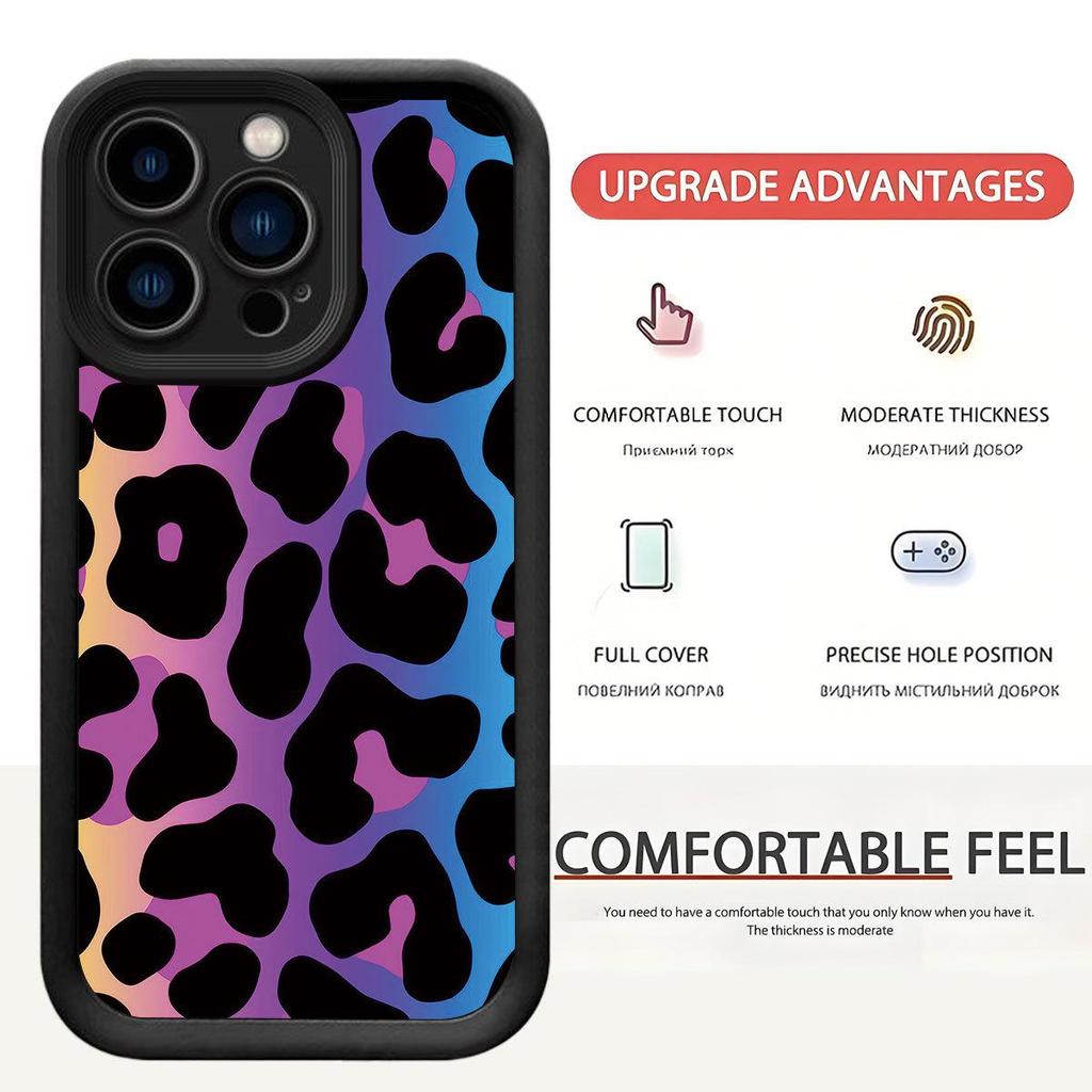 Purple Blue Leopard Print iPhone 15/16/17 Pro Max Case