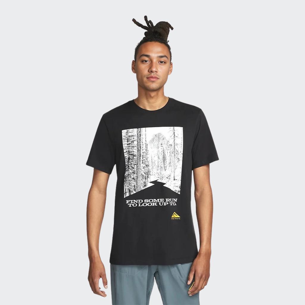 Nike Landscape Letter Print Crew Neck Straight Short Sleeve T-Shirt Men Tops Black DM5434-010