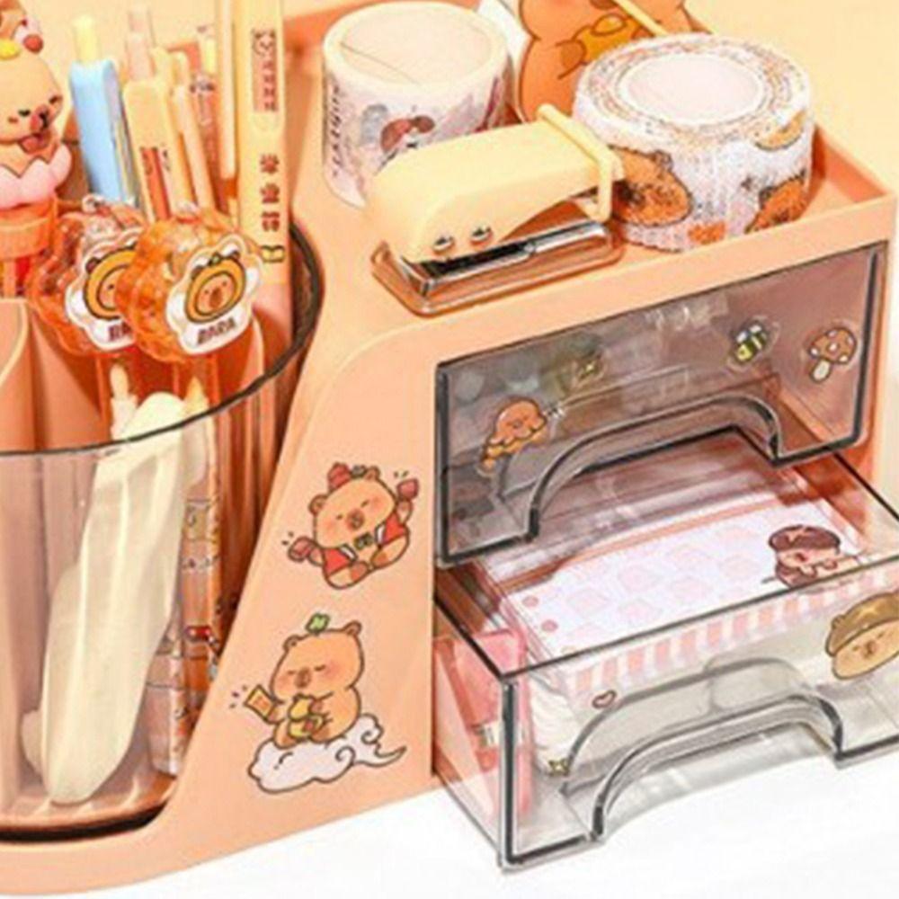 Household Capibara Stationary Organizer Sturdy Cosmetic Storage Boxes  Storage Supplies
