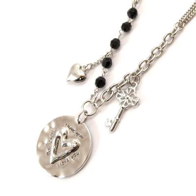 [J7778] - Designer Necklace 'Love' Black Silver