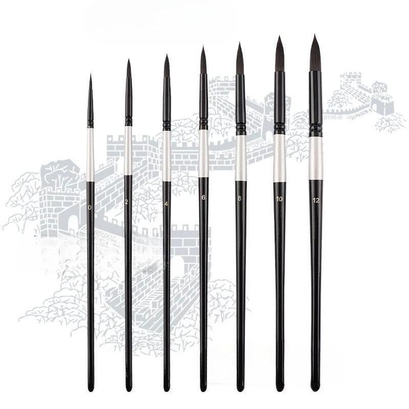 7 Pieces Black Swan Wood Nylon Wool Oil Painting Brush Acrylic Gouache Painting Set for Artists