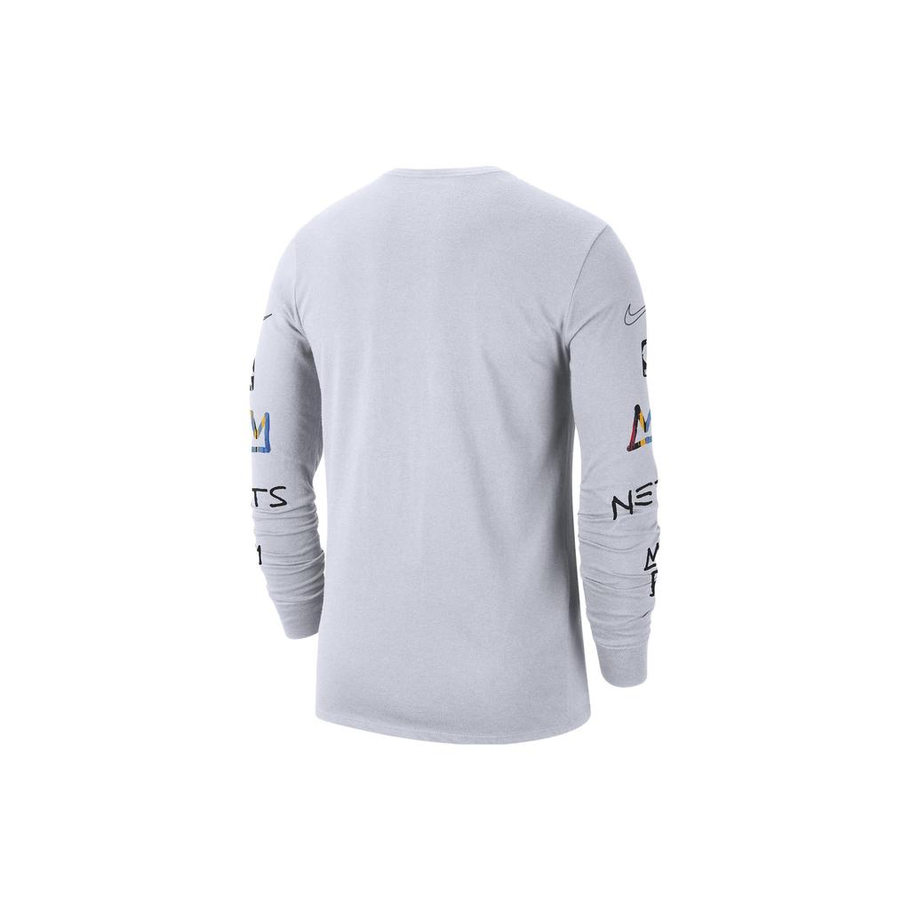 Nike NBA Brooklyn Nets City Edition L/S T-shirt White Men Streetwear DV6022-100