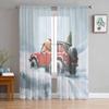 Christmas Winter Golden Hair Curtains For Living Room Bedroom Home Decoration Window Voile Tulle Curtain Drapes