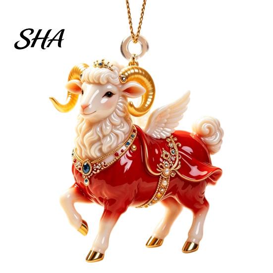 Winter Wonderland Party Supplies 2D Flat Christmas Sheep Hanging Ornament with Lanyard, Acrylic Custom Gifts Tree Pendant for Home Festive Decor