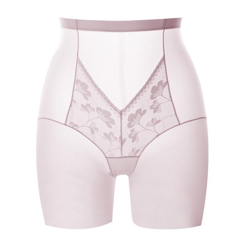 Women's Summer Lightweight Lace Ice Silk 10A Bacteriostatic Crotch Traceless Anti Slip High Waist Belly Retraction Safety Panties