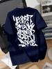 Back Big Graffiti Alphabet Print T Shirt Vintage Crack Letter Graphic Tee Hip Hop Y2k Streetwear Unisex Loose Short Sleeve Tops