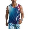 Men’s Sleeveless V Neck Tank Top with Tropical Tree and Flag Print Casual Lightweight Summer Shirt