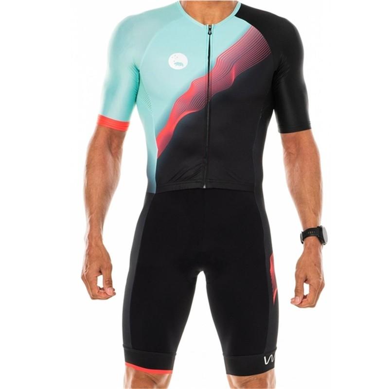 Tuta da Triathlon da Uomo Ciclismo Corsa Nuoto Pezzo Unico Attrezzatura Performance con Tessuto Traspirante Design di Sicurezza