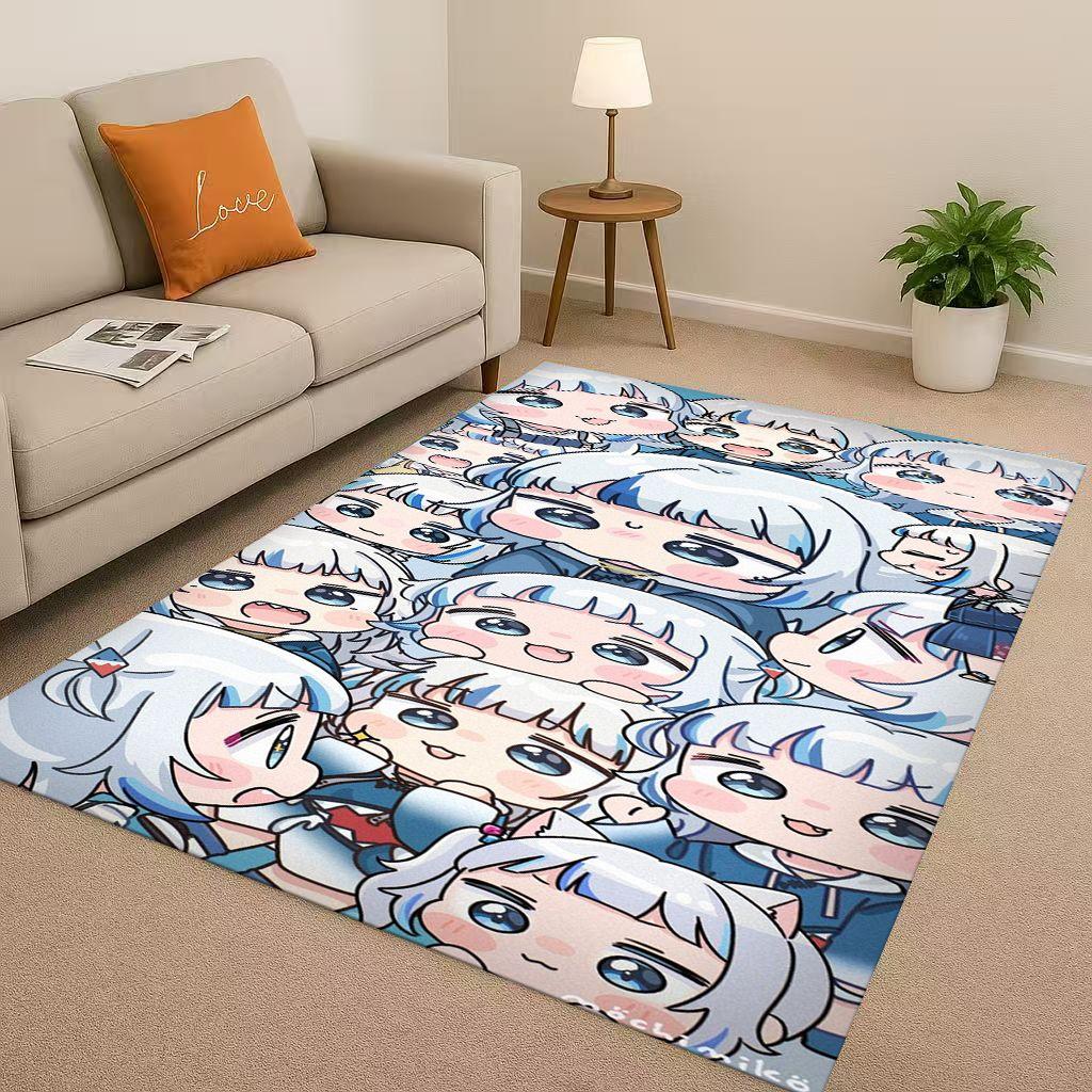 Anime Gawr Gura Hololive Cartoon Cute Girl Living Room Non Slip Area Rug Carpet for Bedroom Playroom Sofa,Home Decor Doormat