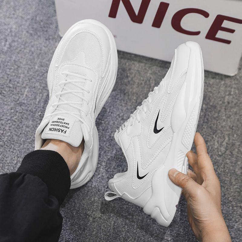 Vysoká krása Pánské boty Nové malé bílé boty pro volný čas Sport Zvýšení Zesílená podrážka Boty pro tátu Trendy muži