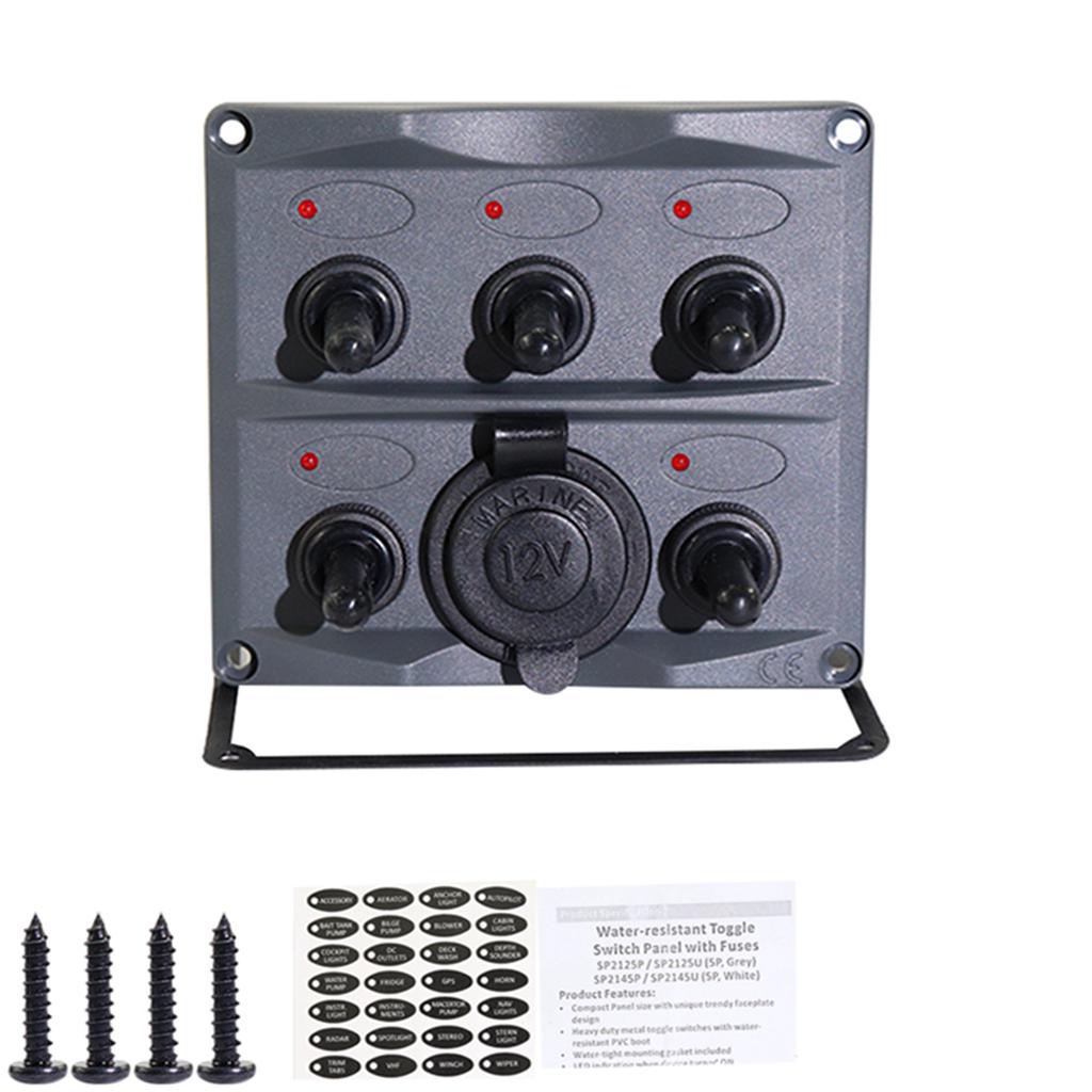 2019 New 12V/24V Car RV Yacht Conversion Panel 5 Sets of ON-OFF Shaker Switch Panel Power Base Car Accessories Switches Relays