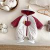 Quilted Baby Winter Romper 2025 - Thick Korean Style Patchwork Jumpsuit for Newborns