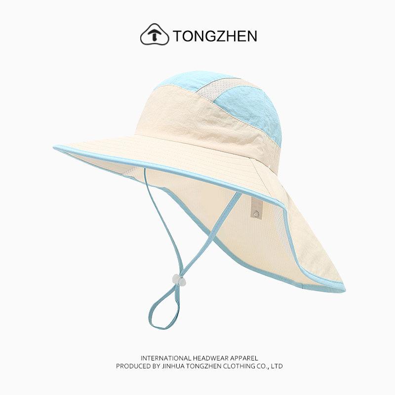 Wide-brimmed children's sun hat, sunshade hat, boy's and girl's fisherman hat, sun hat, medium and large children's shawl hat
