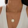 Gold Plated Stainless Steel Rotatable Mother of Pearl Heart Pendant Necklace for Women