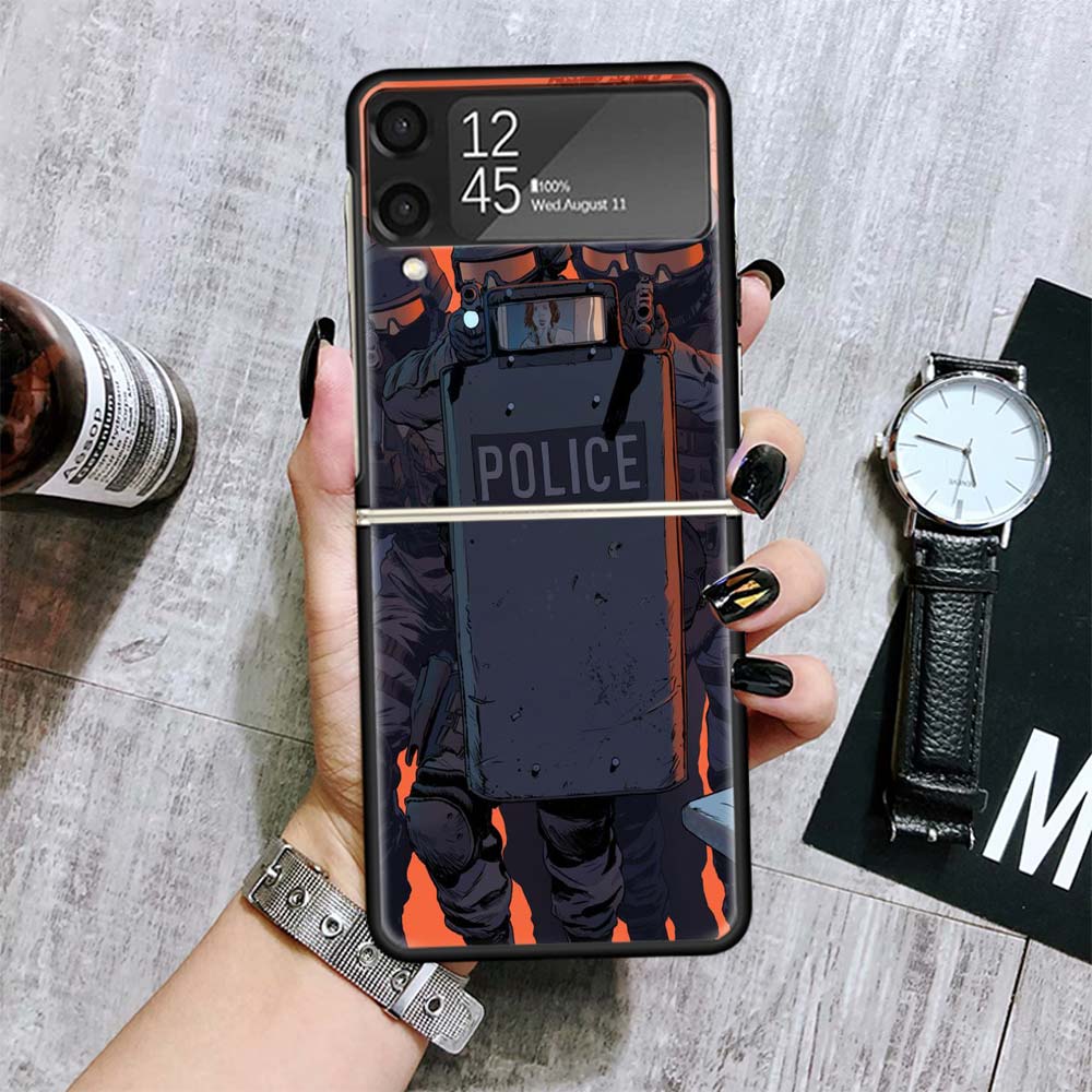 Police SWAT FBI Cases For Samsung Galaxy Z Flip 4 5 6 7 3 Z Flip7 Flip6 Flip4 Flip5 Flip3 5G Hard Shockproof Fundas Cover Galaxy