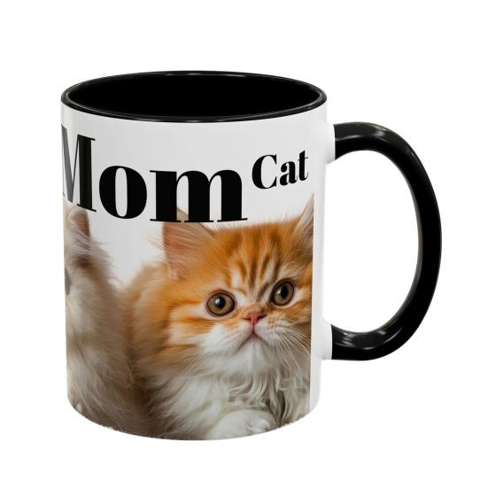 1/2Pcs Coffee Cup Large Capacity Ceramic Mug Food-Grade Lightweight Dishwasher Microwave Safe Cat Mom Themed Mug