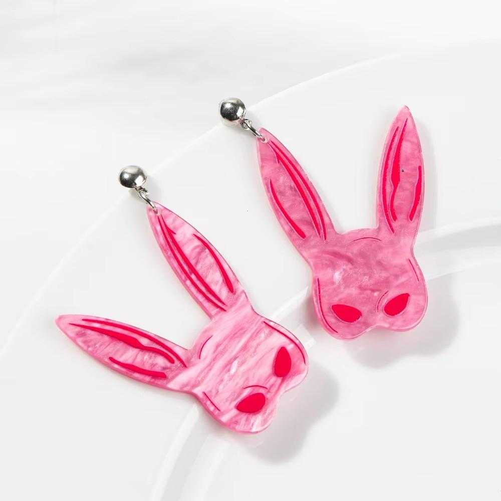 

New Valentine s Day Acrylic Earring for Women Girls Creative Cute Easter Rabbit Head Drop Earrings Trendy Jewelry Gift розовый