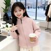 Girls' Warm Faux Cashmere Slimming Hoodie with Stylish Stand Collar - Versatile Velvet Base Layer for Autumn/Winter