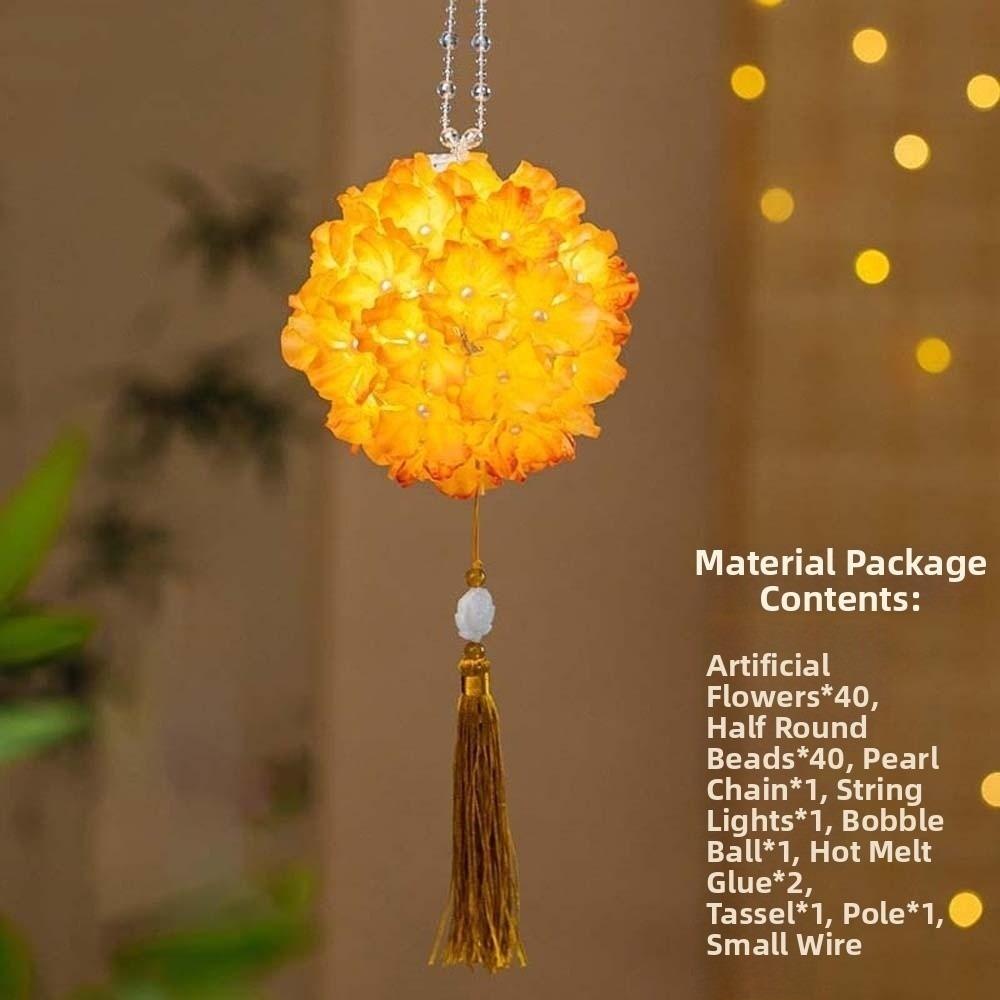 Handmade Hydrangea Lantern Glowing Handheld Light DIY Material Kit Flower Ball Lamp  Kids Craft