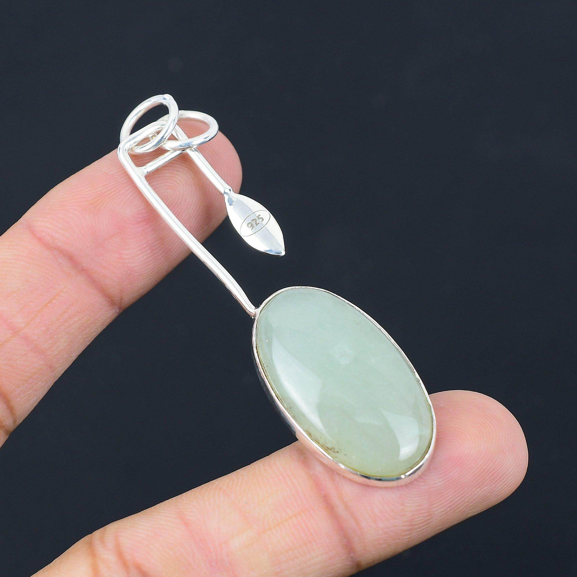 Распродажа ко Дню матери Овальный аквамарин Камень Стерлинговое серебро Март Помолвочная подвеска