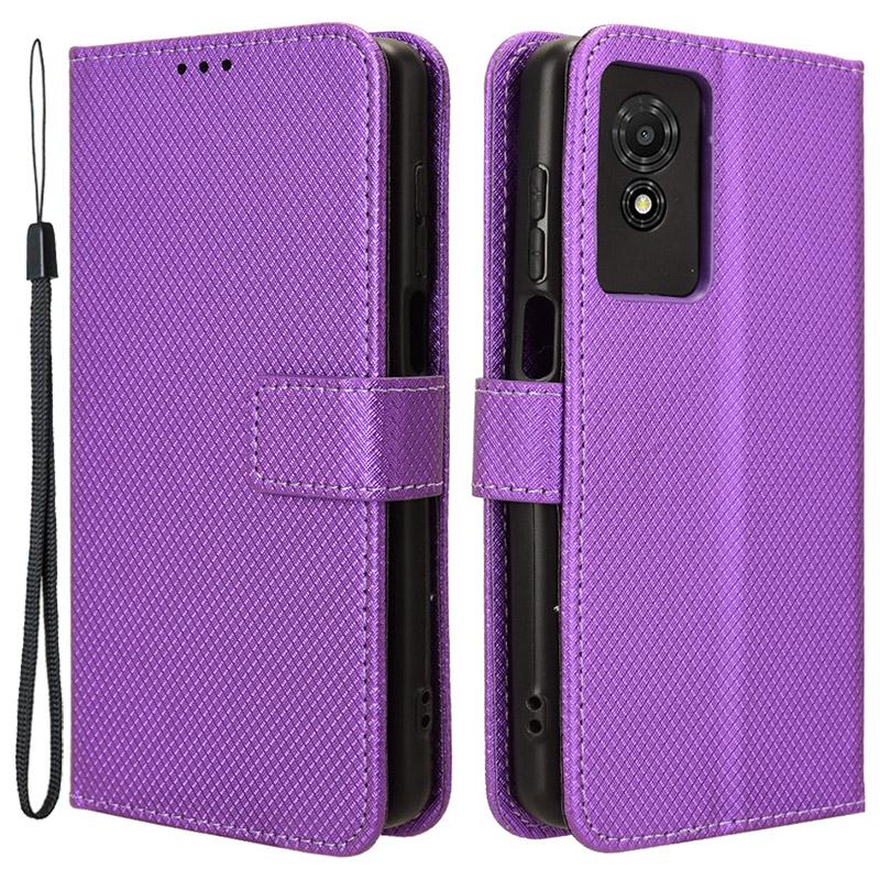 Dla TCL 501 Etui Portfelowe Tekstura Diamentowa Skórzane PU Pokrowiec na Telefon ze Stojakiem