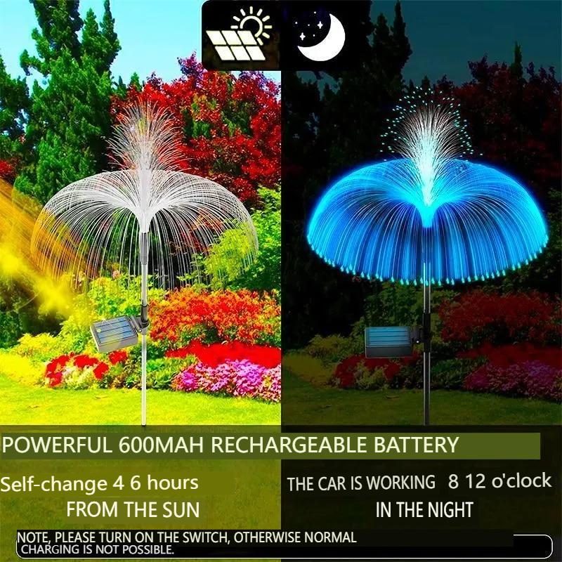 4pcs Solar Powered LED Street Lamp for Garden, Cottage, Landscape,Fountain Decor,7 Colors Jellyfish Lamp