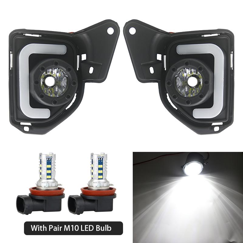 Pair Fog Lamp For Toyota Hiace 2014 2015 2016 2017 2018 With Wires Waterfall Lights LED DRL Front Bumper Anti Fog Light