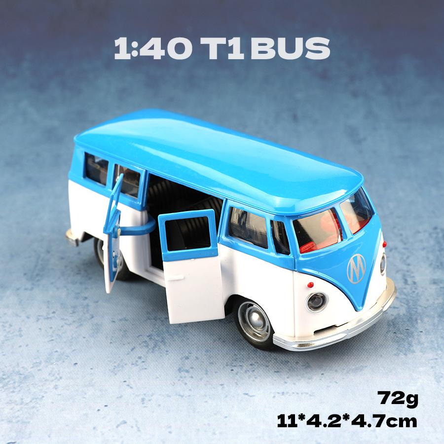 1:38 Retro Klassischer T1 Bus Legierung Auto Modell Simulation Klassisches Auto Spielzeugauto Auto Ornament blue