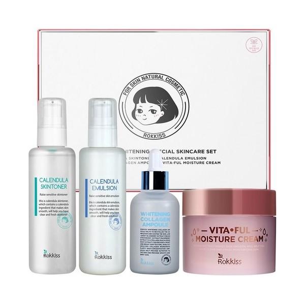 Rokkiss Whitening Special Skincare 4pcs Set (Toner 120ml + Emulsion 120ml + Ampoule 30ml + Cream 120g)
