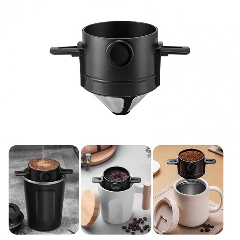 Pour Over Coffee Dripper Stainless Steel Coffee Maker Double-Layer Filter Eco-Friendly Cone Filter Easy to Clean Reusable Coffee