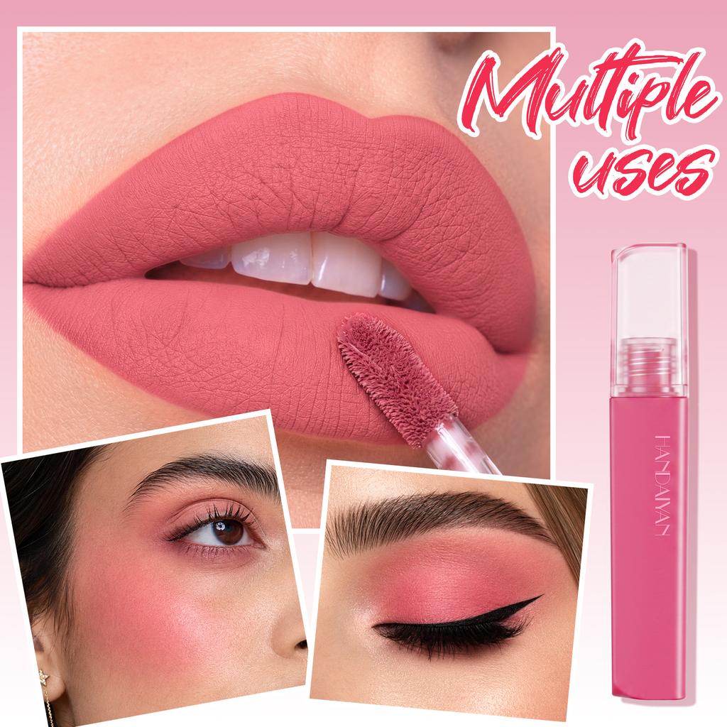 HANDAIYAN 6pcsVelvet Matte Lip Mud Set, Multi Use Lip & Cheek Tint Blush Waterproof Long Lasting Lipstick Cream, Lip Makeup for Daily Party Cosmetics